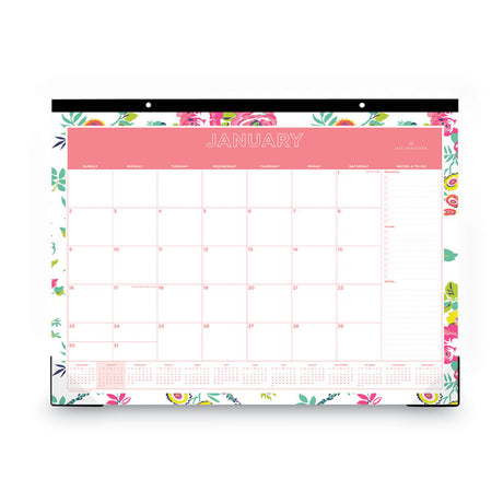 Day Designer Peyton Desk Pad Calendar, Floral Artwork, 22 x 17, Black Binding, Clear Corners, 12-Month (Jan to Dec): 2025