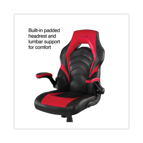 Vortex Bonded Leather Gaming Chair, Supports Up to 301 lbs, 17.9  to 21.6  Seat Height, Red/Black Back, Black Base