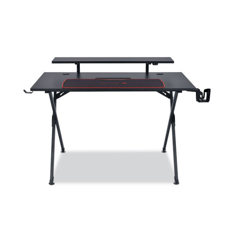 Vizon Gaming Desk with Raised Monitor Platform and Six-Color LED Lighting Strip, 47.2  x 26.6  x 35 , Black