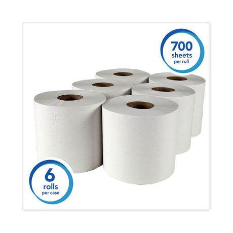 Essential Roll Center-Pull Towels, 1-Ply, 8 x 12, White, 700/Roll, 6 Rolls/Carton