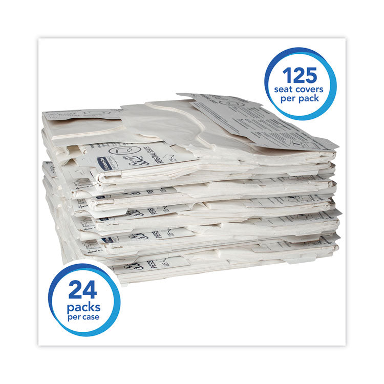 Personal Seats Sanitary Toilet Seat Covers, 15 x 18, White, 125/Pack, 24 Packs/Carton