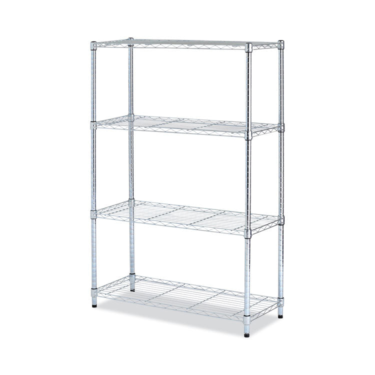 Residential Wire Shelving, Four-Shelf, 36w x 14d x 54h, Silver