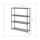 All-Purpose Wire Shelving Starter Kit, Four-Shelf, 60w x 18d x 72h, Black Anthracite Plus