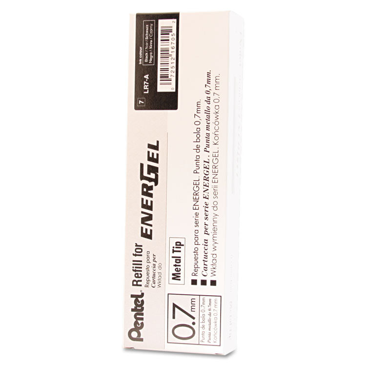 Refill for Pentel EnerGel Retractable Liquid Gel Pens, Medium Conical Tip, Black Ink