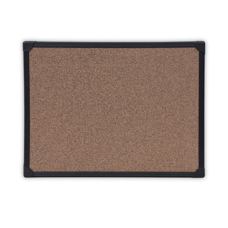 Tech Cork Board, 24 x 18, Brown Surface, Black Aluminum Frame