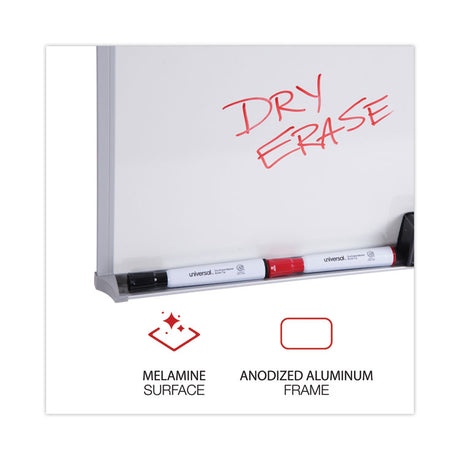 Melamine Dry Erase Board with Aluminum Frame, 36 x 24, White Surface, Anodized Aluminum Frame