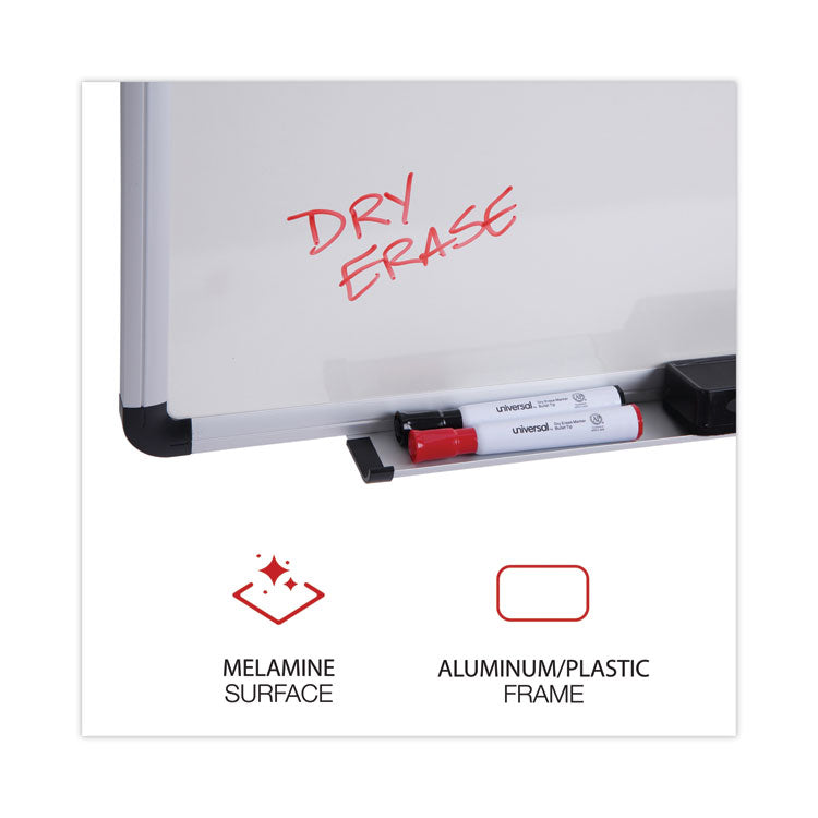 Modern Melamine Dry Erase Board with Aluminum Frame, 36 x 24, White Surface