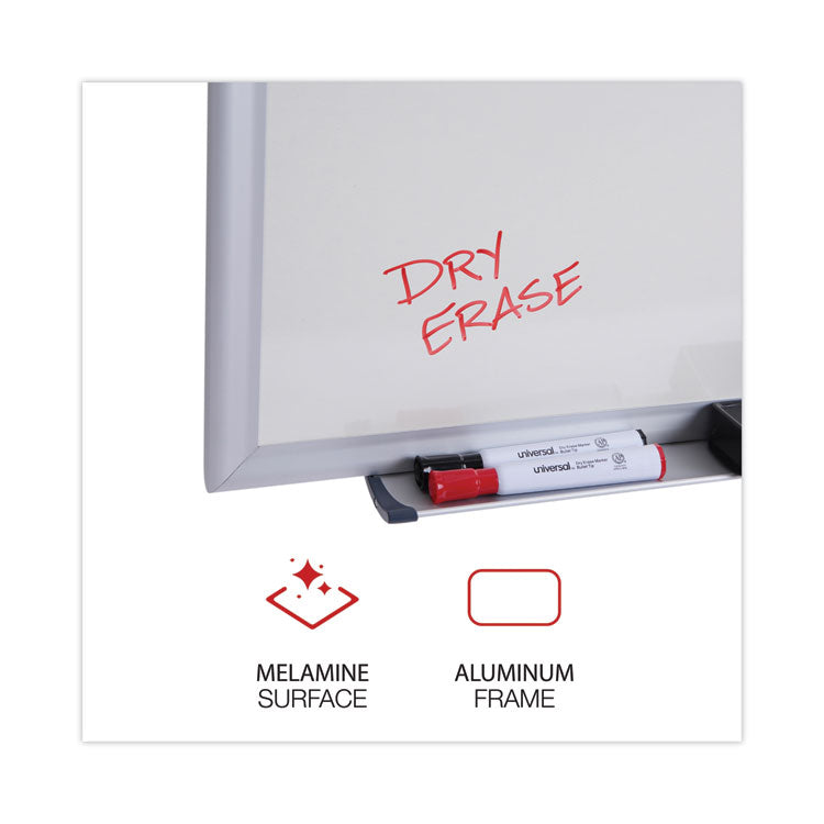 Deluxe Melamine Dry Erase Board, 48 x 36, Melamine White Surface, Silver Aluminum Frame