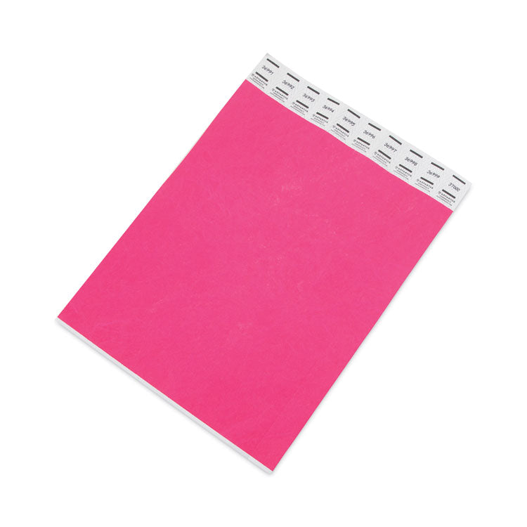 Crowd Management Wristbands, Sequentially Numbered, 9.75" x 0.75", Neon Pink, 500/Pack