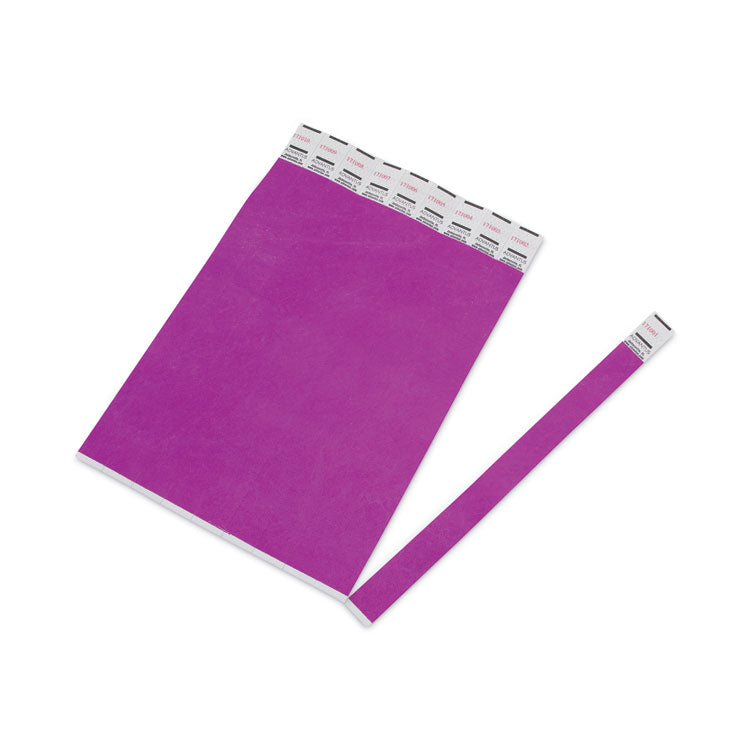 Crowd Management Wristbands, Sequentially Numbered, 9.75" x 0.75", Purple, 100/Pack