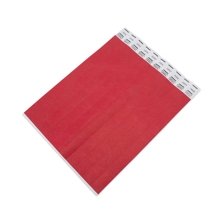 Crowd Management Wristbands, Sequentially Numbered, 9.75" x 0.75", Red, 500/Pack