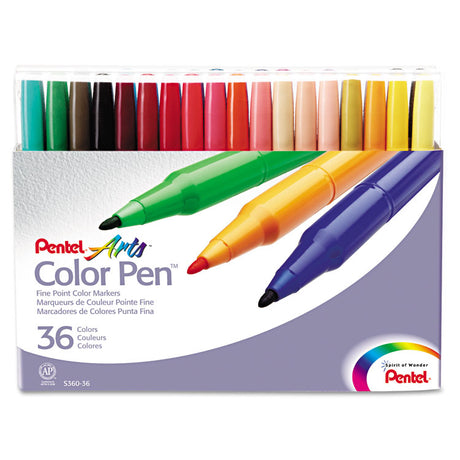 Fine Point 36-Color Pen Set, Fine Bullet Tip, Assorted Colors, 36/Set