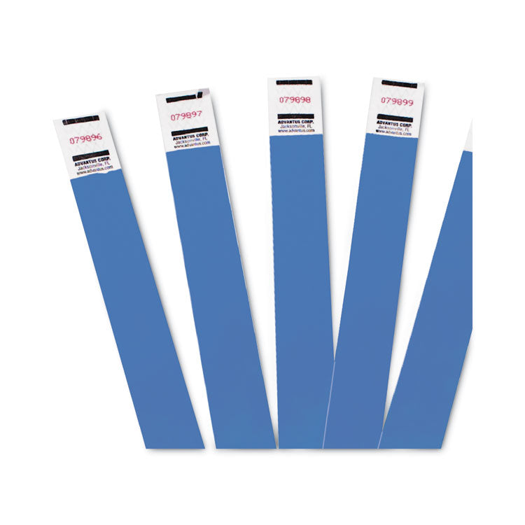 Crowd Management Wristbands, Sequentially Numbered, 9.75" x 0.75", Blue, 500/Pack