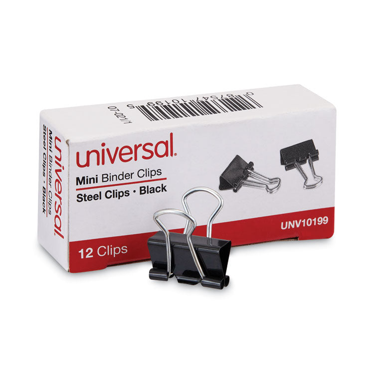 Binder Clips, Mini, Black/Silver, 12/Box