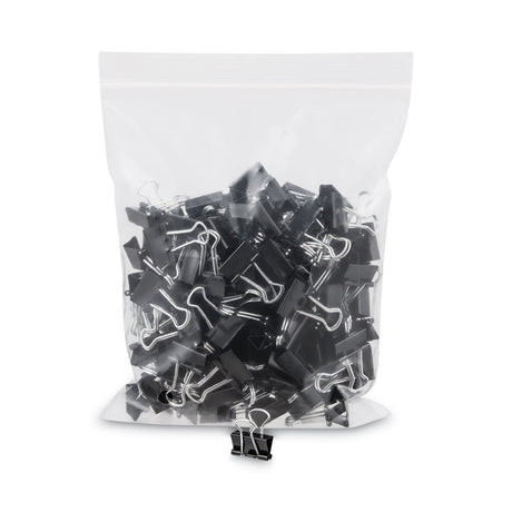 Binder Clip Zip-Seal Bag Value Pack, Mini, Black/Silver, 144/Pack