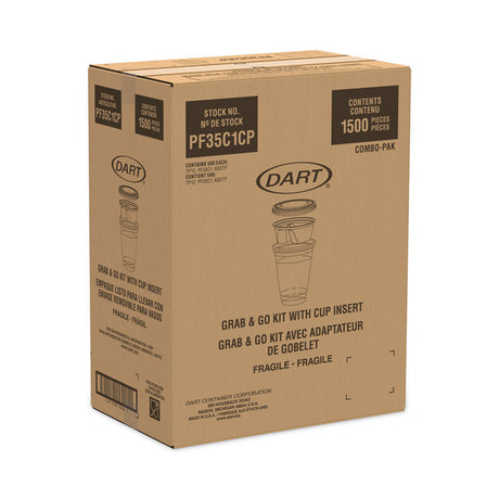 Clear PET Grab n Go Kit Combo with Insert, 12 oz, Clear, 500/Carton