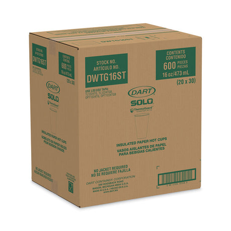Thermoguard Insulated Paper Hot Cups, 16 oz, Steam Print, 600/Carton