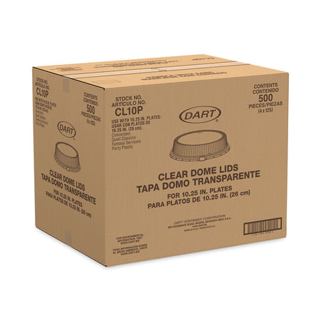 Dome Covers fit 10  Disposable Plates, Clear, Plastic, 500/Carton