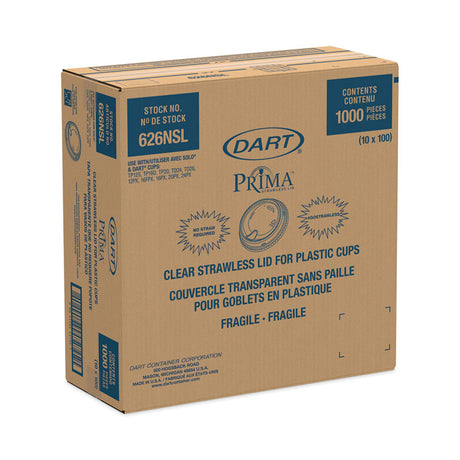 Prima Strawless Plastic Lids, Fits 12 oz to 26 oz Cups, Clear, 1,000/Carton