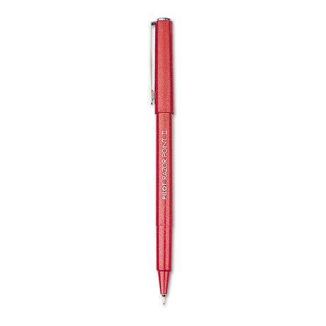 Razor Point II Super Fine Line Porous Point Pen, Stick, Ultra-Fine 0.2 mm, Red Ink, Red Barrel, Dozen