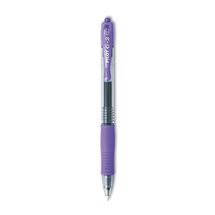 G2 Premium Gel Pen, Retractable, Fine 0.7 mm, Purple Ink, Smoke/Purple Barrel, Dozen