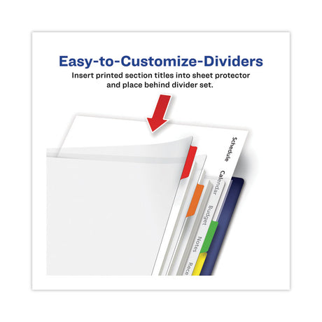 Clear Easy View Plastic Dividers with Multicolored Tabs and Sheet Protector, 8-Tab, 11 x 8.5, Clear, 1 Set