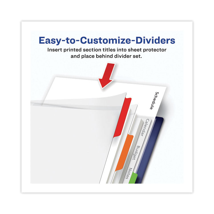 Clear Easy View Plastic Dividers with Multicolored Tabs and Sheet Protector, 5-Tab, 11 x 8.5, Clear, 1 Set