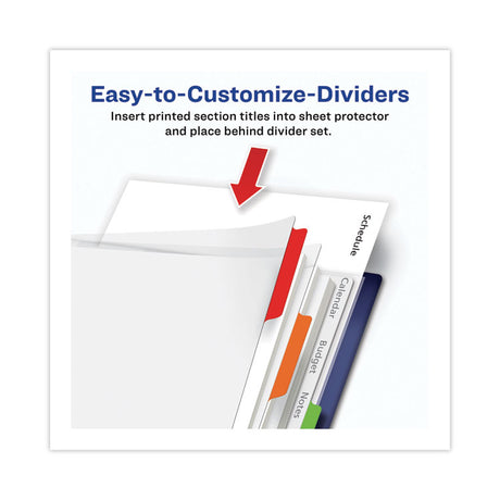 Clear Easy View Plastic Dividers with Multicolored Tabs and Sheet Protector, 5-Tab, 11 x 8.5, Clear, 1 Set