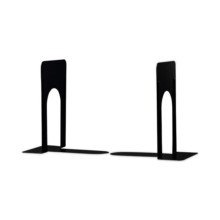 Economy Bookends, Nonskid, 5.88 x 8.25 x 9, Heavy Gauge Steel, Black, 1 Pair