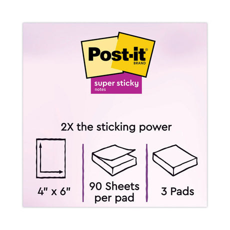 Pads in Supernova Neon Collection Colors, Note Ruled, 4" x 6", 90 Sheets/Pad, 3 Pads/Pack