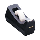 Desktop Tape Dispenser, Weighted Non-Skid Base, 1" Core, Black