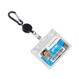 Metal Badge Reel/Carabiner Set, 24" Extension, Black, 5/Pack