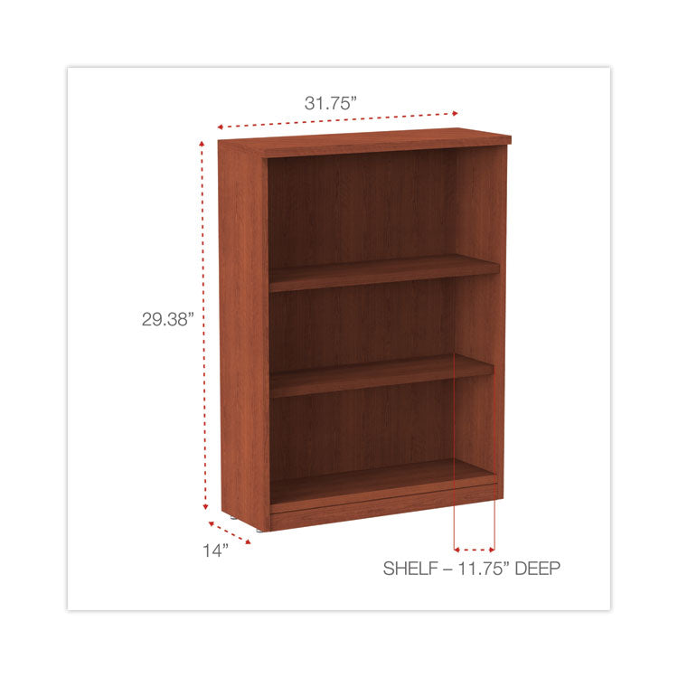 Alera Valencia Series Bookcase, Three-Shelf, 31.75w x 14d x 39.38h, Med Cherry