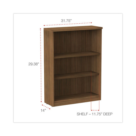 Alera Valencia Series Bookcase, Three-Shelf, 31.75w x 14d x 39.38h, Modern Walnut