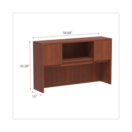 Alera Valencia Series Hutch with Doors, 4 Compartments, 58.88w x 15d x 35.38h, Medium Cherry