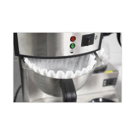 Basket Filters for Drip Coffeemakers, 10 to 12 Cup Size, White, 200/Pack