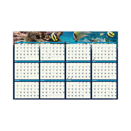 Earthscapes Recycled Reversible/Erasable Yearly Wall Calendar, Sea Life Photos, 24 x 37, White Sheets, 12-Month(Jan-Dec):2025