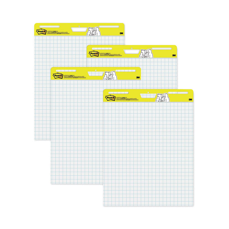 Vertical-Orientation Self-Stick Easel Pad Value Pack, Quadrille Rule (1 sq/in), 25 x 30, White, 30 Sheets, 4/Carton