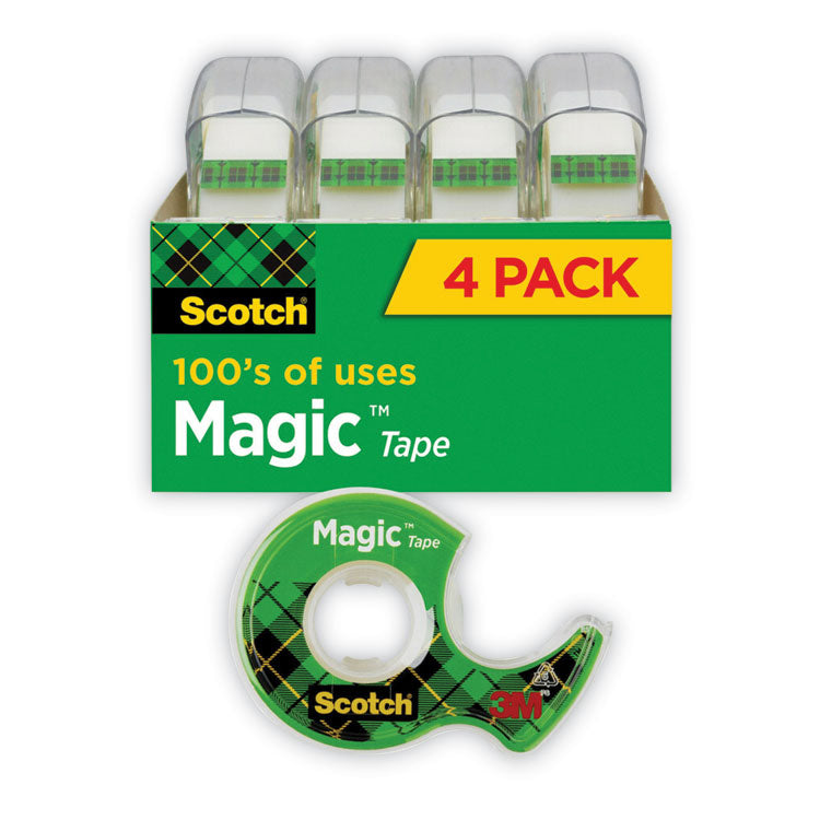 Magic Tape in Handheld Dispenser, 1" Core, 0.75" x 25 ft, Clear, 4/Pack