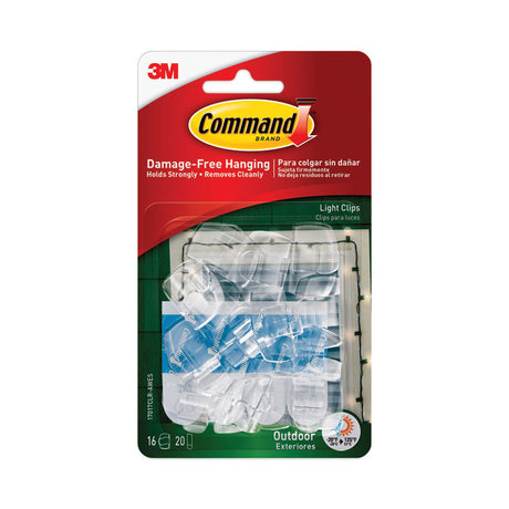 All Weather Hooks and Strips, Small, Plastic, Clear, 16 Clips and 20 Strips/Pack