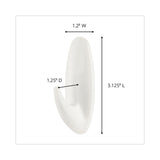 General Purpose Designer Hooks, Medium, Plastic, White, 3 lb Capacity, 50 Hooks and 50 Strips/Carton