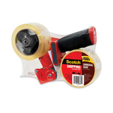 Packaging Tape Dispenser with Two Rolls of Tape, 3" Core, For Rolls Up to 0.75" x 60 yds, Red