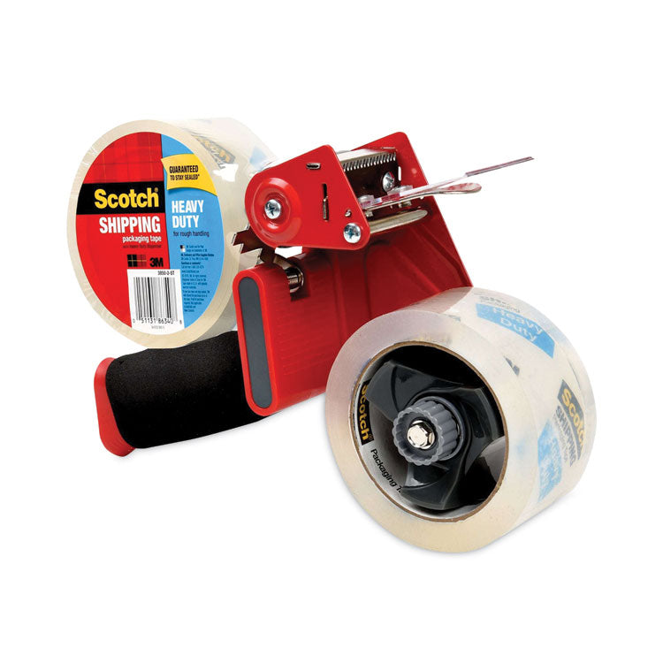 Packaging Tape Dispenser with Two Rolls of Tape, 3" Core, For Rolls Up to 2" x 60 yds, Red