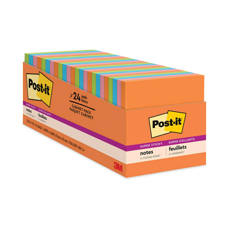 Pads in Energy Boost Collection Colors, Cabinet Pack, 3" x 3", 70 Sheets/Pad, 24 Pads/Pack
