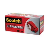 Compact and Quick Loading Dispenser for Box Sealing Tape, 3" Core, For Rolls Up to 2" x 60 yds, Red