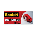 Compact and Quick Loading Dispenser for Box Sealing Tape, 3" Core, For Rolls Up to 2" x 60 yds, Red