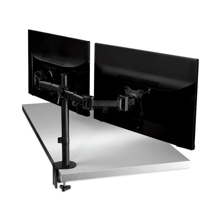 Dual Monitor Mount, For 27  Monitors, 360 Degree Rotation, +45 Degree/-45 Degree Tilt, 90 Degree Pan, Black, Supports 20 lb