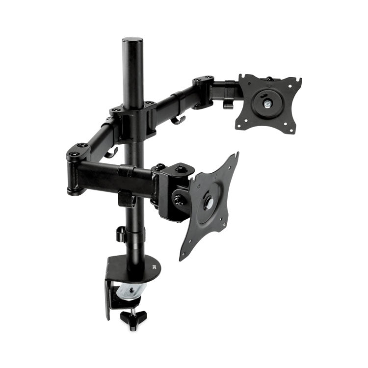 Dual Monitor Mount, For 27  Monitors, 360 Degree Rotation, +45 Degree/-45 Degree Tilt, 90 Degree Pan, Black, Supports 20 lb