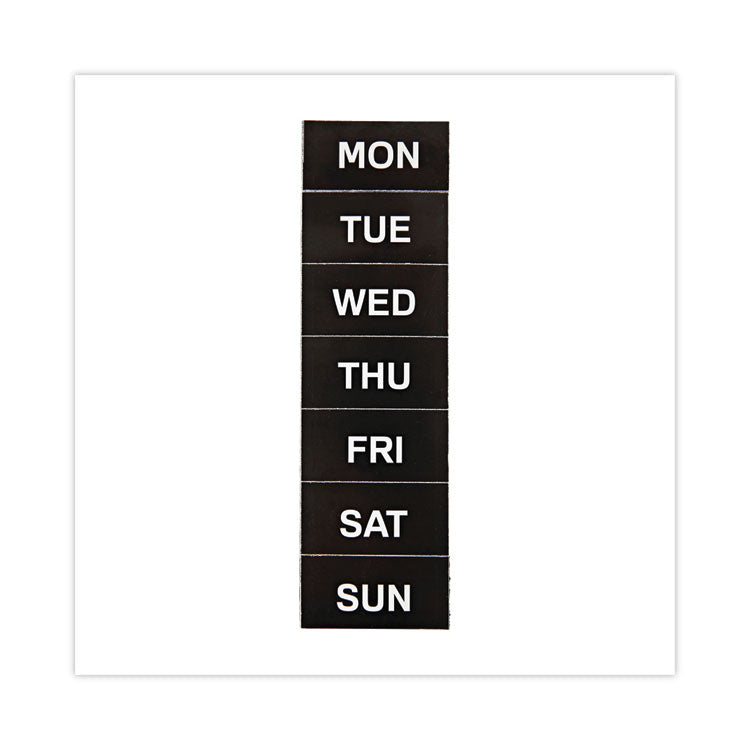 Interchangeable Magnetic Board Accessories, Days of Week, Black/White, 2" x 1", 7 Pieces