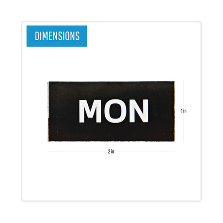 Interchangeable Magnetic Board Accessories, Days of Week, Black/White, 2" x 1", 7 Pieces